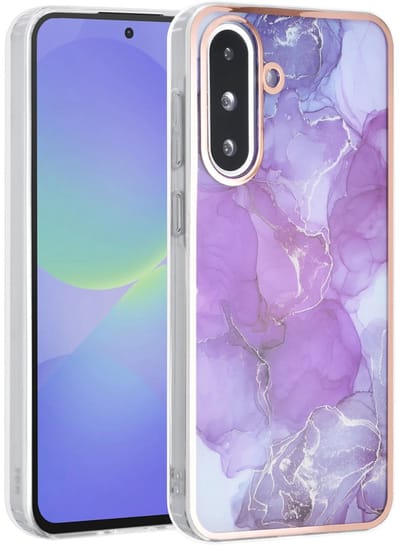 TPU Back Cover hoesje - Marble Paars Print - Geschikt voor: Samsung Galaxy A36