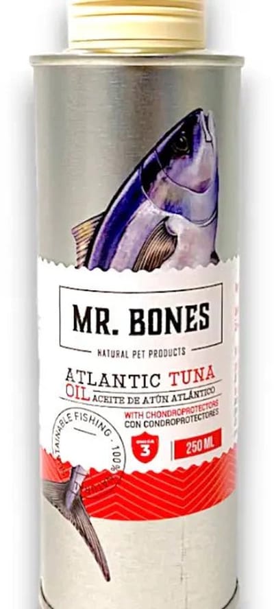 Mr. Bones Atlantische Tonijnolie voor honden (250ml) - met chondroprotectors - ondersteuning gewrichten - omega 3 - omega 6