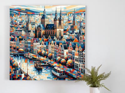 Acryl groningen schilderij | Gronings Acryl: een meesterwerk vol subtiele kunstzinnige pracht en praal | Kunst - 20x20 centimeter op Canvas | Foto op Canvas