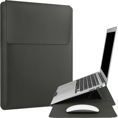 13,3'' / 13,6'' laptophoes van leer met standaard, compatibel met MacBook Pro 14/MacBook Air 13(M1 M2)/ASUS Vivobook 14/Dell XPS 13/ASUS Acer Matebook 14'' laptoph