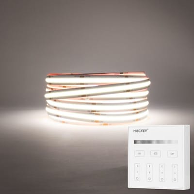 LED Strip Egaal (zonder puntjes) - 5 Meter - Met Afstandsbediening - 4000k - Neutraal Wit - 24V - 480LED/m - Met Draadloze Touch Wandbediening(Wit)