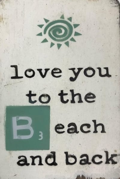 Tekstblok 10x15 2 cm dik Love to the Beach blue