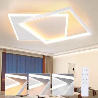 NETTLIFE LED Plafondlamp - vierkant - wit - Dimbaar 3000-6500K - 44W Woonkamerlamp - modern slaapkamerlamp met afstandsbediening - voor kantoor | keuken | eetkamer - 44 * 40CM