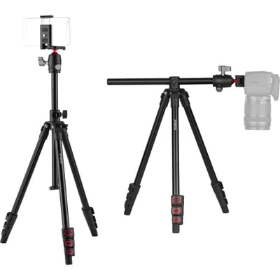 Andoer Q160H draagbaar camerastatief, horizontaal gemonteerd, professioneel reisstatief met 360 graden panoramisch gray
