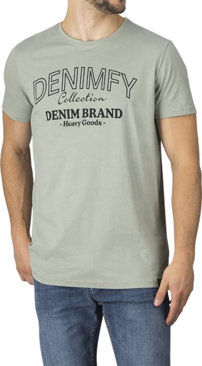 DENIMFY Heren T-Shirt DFNuri regular fit Groen S Ronde Hals Volwassenen t shirt heren met print