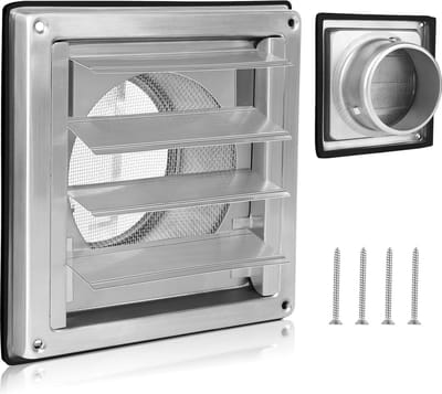 Ventilatierooster 150 mm - Roestvrij Staal - Terugslagklep - Insectengaas - Weerbeschermingsrooster - Voor VMC Buis - Ventilatie Rooster