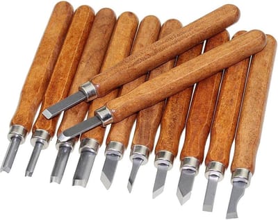 12-Delige-Gutsen-Set - Houtsnijwerk-Gereedschap - Houtsnij-Set-Beginners - RVS-Beitels - Inclusief-Opbergbox - Houtbewerking