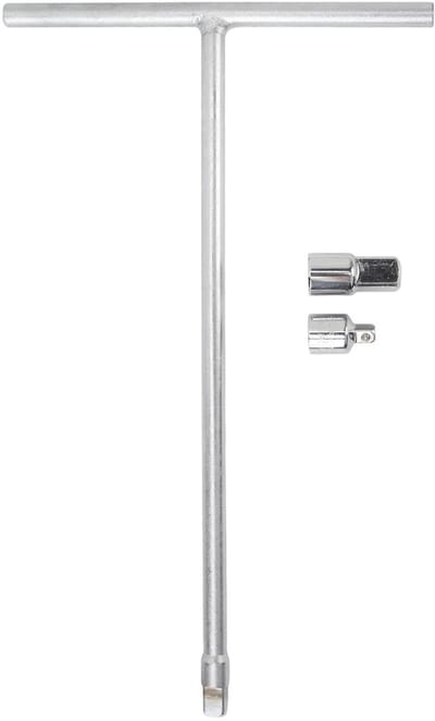Dailygoods - Dopsleutelset 3/8 inch - T-greep met adapter - Chroom - Voor auto en motorfiets - Vanadium staal - Lange reikwijdte