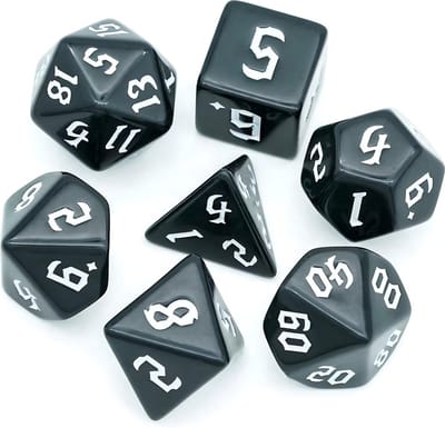 Nereb – Dobbelstenen Set 7-delig – D20 D12 D10 D8 D6 D4 – Voor RPG & Tafelspellen