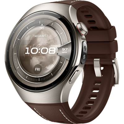 Huawei WATCH 5 46mm Donkerbruine / Composiet band / Titanium van luchtvaartkwaliteit / X-TAP / eSIM bellen / GPS / ECG / Bluetooth 5.2 / Smartwatch /