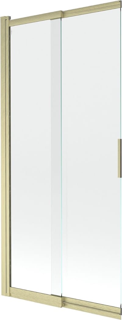 Mexen Fox tweedelige verschuifbare badkamerscherm 85 x 150 , transparant, geborsteld goud - 891-085-002-55-00