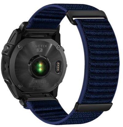 By Qubix - Geschikt voor Garmin bandje - 26mm Quickfit - Nylon Sport Loop bandje - Donkerblauw - Geschikt voor Garmin Epix Pro Gen 2 (51mm) / Quatix 7X / 6X & Tactix 7 (pro)