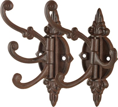 Best for Boots Wandplaat - 2x - met 3 haken - 23 cm - gietijzer - wand kapstok - Gietijzeren kapstokhaken/wandhaken