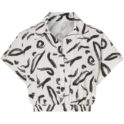 ESMARA Dames blouse (Zwart/wit met print, M (40/42))