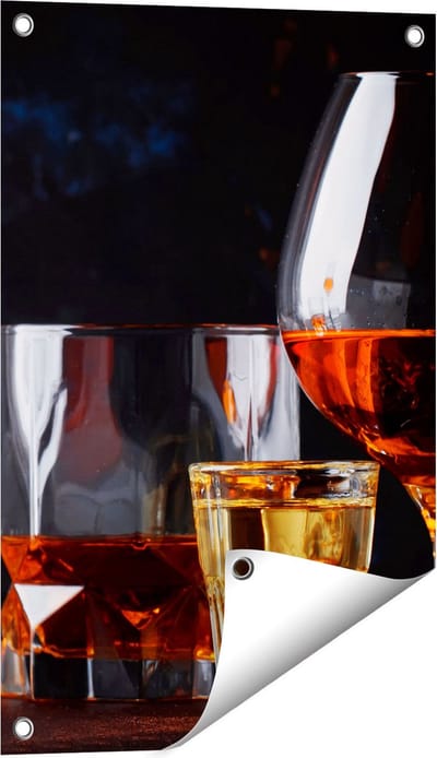 Gards Tuinposter Sterke Alcohol Drank - Glazen - 40x60 cm - Tuindoek - Tuindecoratie - Wanddecoratie buiten - Tuinschilderij