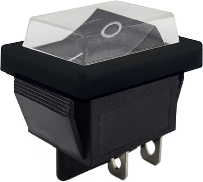 ProRide Wipschakelaar ON-OFF KCD4-202 - met Zwart Beschermkapje - 2 Polig - 250V/16A - 30x22mm - Zwart zonder controlelampje
