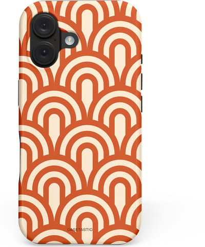Casetastic hoesje geschikt voor Apple iPhone 16 - MagSafe - Dubbellaagse bescherming - Oranje Bogen Parade - Fashion Case - Terracotta Crème