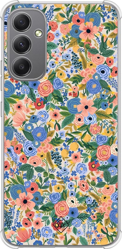 Casimoda® hoesje - Geschikt voor Samsung Galaxy A34 - Blue Gardens - Shockproof case - Extra sterk - TPU/polycarbonaat - Blauw, Transparant