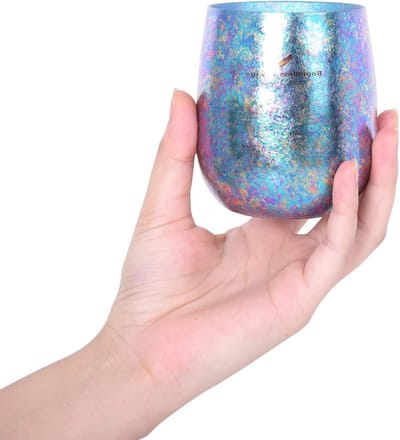 260ml Titanium Dubbelwandige Antiverbrande Theekop - Kleurvolle Mok met IJsbloem voor Water, Thee, Wijn, Bier en Fruitensap - Lichtgewicht Tafelgerei voor Tuinfeesten en Cadeaus