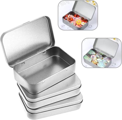 3 stuks mini draagbare metalen opbergdozen met deksel voor thuisgebruik, buitenactiviteiten, kleine dozen (zilver) - Cyslmuk