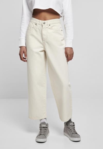 Urban Classics Wijde broek -Taille, 34 inch- High Wasit Wide Leg Cropped Denim Creme