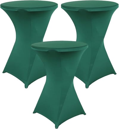 Set van 3 Stretch Statafelhoezen Donkergroen voor Ronde Tafels Ø 60-80 cm