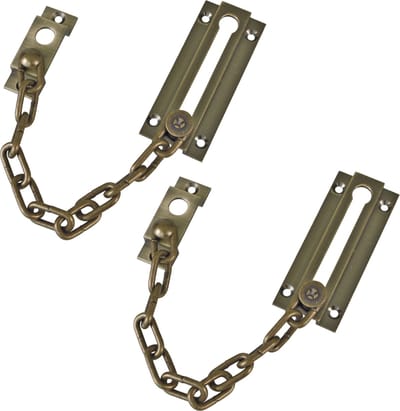 AMIG deurketting - 2x - messing - brons - 18 cm - incl schroeven - inbraakbeveiliging