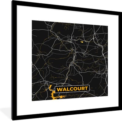 Fotolijst incl. Poster - Walcourt - Plattegrond - Kaart - Goud - Stadskaart - 40x40 cm - Posterlijst