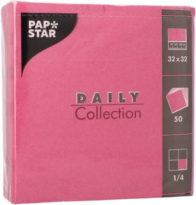 14x 50 Servetten DAILY Collection 1/4 vouw 32 cm x 32 cm fuchsia