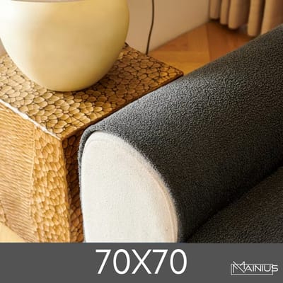 Teddy Bankhoes / Zetelovertrek – Armleuning 70x70 - Donker Grijs – Pluche Sofa Protector – Zachte Teddy Plaid Beschermhoes voor Bank, Zetel & Salon - Bankhoezen, Bankbeschermer, Cover, Bankkleed, Zetelhoes - Tegen beschadigingen en vlekken