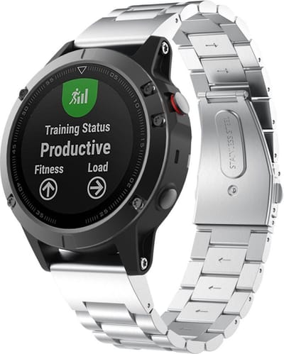 Stalen bandje - RVS - geschikt voor Garmin Fenix 3 / 5X / 5X Plus / 6X / 6X Pro / 7X / 7X Pro / 8 (51 mm) / Quatix 3 / 6X / Tactix (7) / Enduro (2) / Descent Mk1 / Mk2(i) / Mk3i 51 mm / D2 / Delta PX / Mach 1 Pro / Epix Pro Gen 2 51 mm - zilver