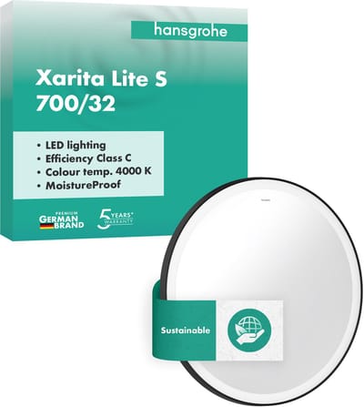 Hansgrohe Xarita Lite S - Spiegel met LED-verlichting, diameter 70 cm, mat zwart 54966670