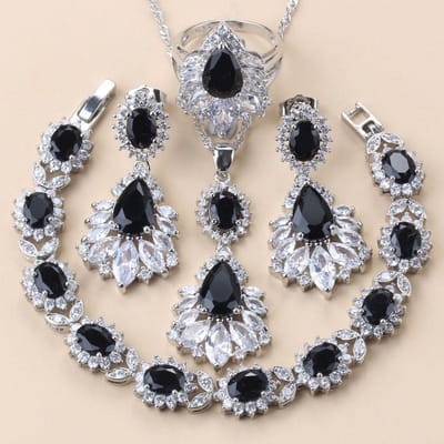Nieuwe Grote Ketting Sieraden Groene Zirconia Lange Oorbellen Sets Voor Vrouwen Set Trouwring Armbanden Gratis Verzending 8 gray