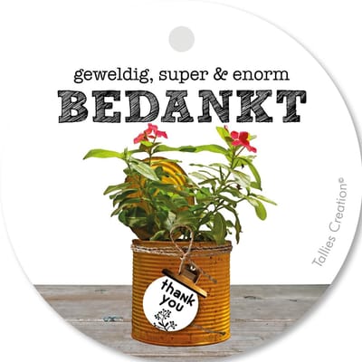Tallies Cards - kadokaartjes  - bloemenkaartjes - Super enorm bedankt geel - Plant - set van 5 kaarten - bedankkaart - bedankt - 100% Duurzaam