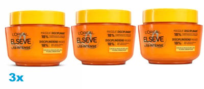 L’Oréal Paris Elseve Liss Intense Haarmasker – 3 x 300 ml – Anti-Frizz – Met Arganolie – Voor Droog & Pluizig Haar