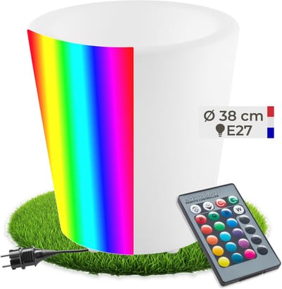 tectake® LED Flessenkoeler - Wijnkoeler - Champagnekoeler - IJsemmer – 16 RGB Kleuren en 5 Lichtmodi - Ook te gebruiken als Bloempot - Weerbestendig - Inclusief Lichtbron en Afstandsbediening - Tuindecoratie - Feestverlichting
