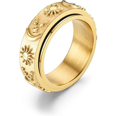 Bohemia Star Moon Angst Ontspannende Ring Voor Mannen Roestvrij Staal Draaibare Spinner Fidgets Anti Stress Ringen Sieraden Bague Homme 8 beige