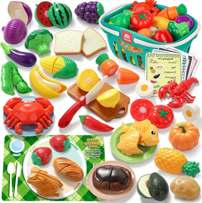 Speelgoedset met Nepproducten voor Kinderen, Inclusief Fruit, Vlees en Groenten, Educatief Keukenaccessoire voor Creatief Spelen en Balans in Maaltijden, Geschikt voor 3 tot 5 Jaar