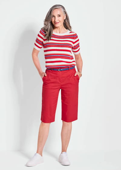 Bermuda CARLA met een verstevigde tailleband - rood - Gr. 52 van Goldner Fashion