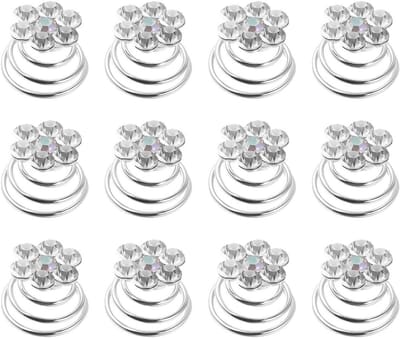 12 Stuks Strass Haarspiralen voor DIY Haaraccessoires, Glanzend en Creatief Haarstylingmateriaal