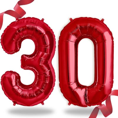 Ballon decoratie 30 jaar – nummer 30 rood – opblaasbaar met helium voor een geweldig feest