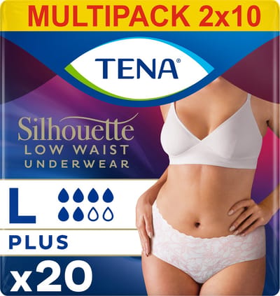 TENA Silhouette Plus - low waist incontinentiebroekjes - White - L - 20 stuks