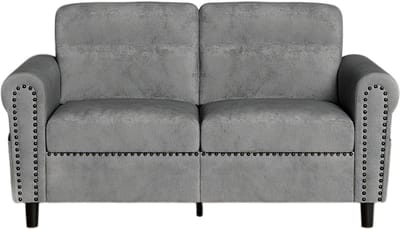 Bealife AR72 Bank - 2-Zitsbank met Zijvak - Suède Stoffen Bank - 152 × 76 × 84 cm - Grijs