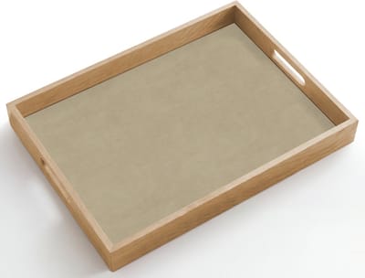 Dienblad hout 50x35 cm - Schootdienblad - Zandkleur - Korrelige structuur - Beton - Borrelplank rechthoek - Plateau dienbladen