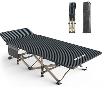 Campingbed, veldbed, inklapbaar, opvouwbaar logeerbed tot 200 kg, extra breed, opvouwbaar, vouwbed, veldbed, campingbed voor buiten, tuin, binnen
