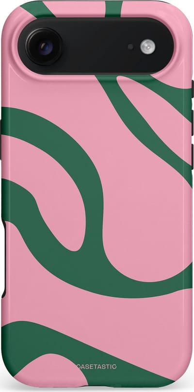 Casetastic hoesje geschikt voor Apple iPhone Air - MagSafe - Dubbellaagse bescherming - Groen Roze Dansende Vormen - Fashion Case - Lichtroze Donkergroen