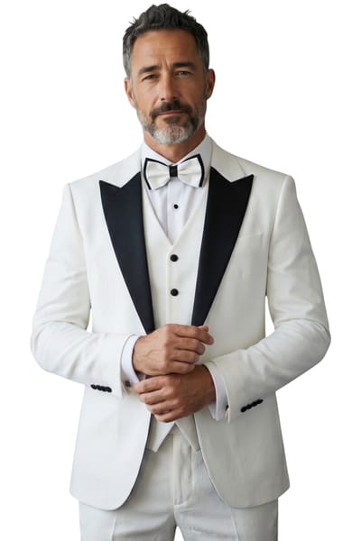 Heren Witte Fluwelen Trouw Tuxedo Formeel Pak 3 Stukjes Fluwelen Smoking - AK2