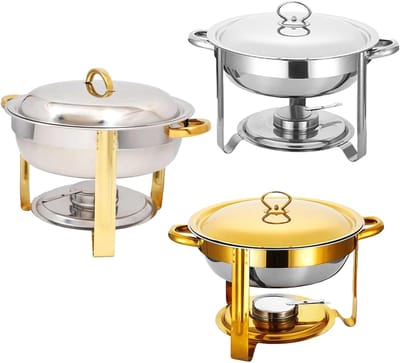 Warmhoudschaal Buffetset - Ronde Waterbak - Eten Warm Houden - Verdikt Roestvrij Staal - 45 Liter - Zilver
