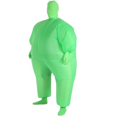 Grappig opblaasbaar kostuum voor volwassenen, volledig lichaam, Air Fat opblaasbaar jumpsuitkostuum, ventilatorgestuurd Adult groen