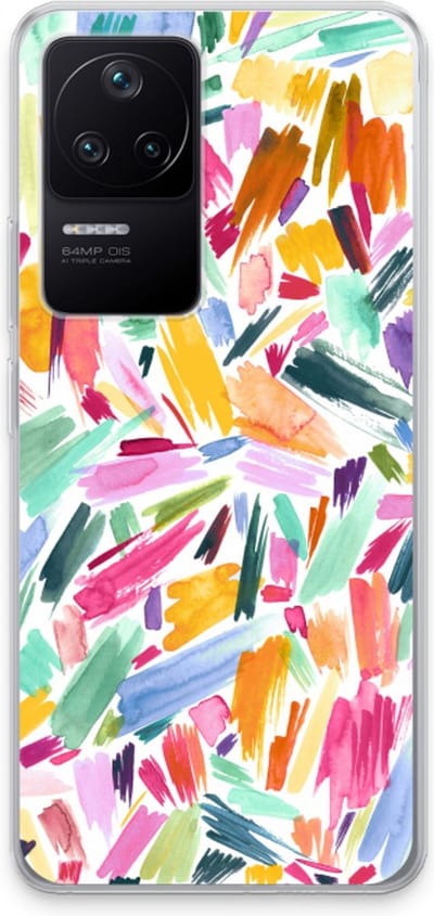 Case Company® - Hoesje geschikt voor Xiaomi Poco F4 hoesje - Watercolor Brushstrokes - Soft Cover Telefoonhoesje - Bescherming aan alle Kanten en Schermrand
